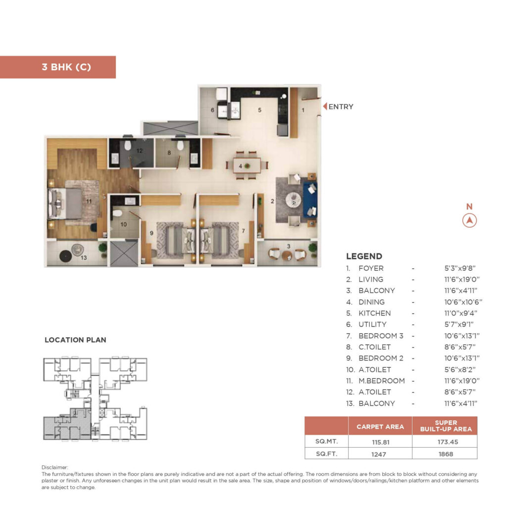 Adarsh Welkin Park Apartments Floor Plan3